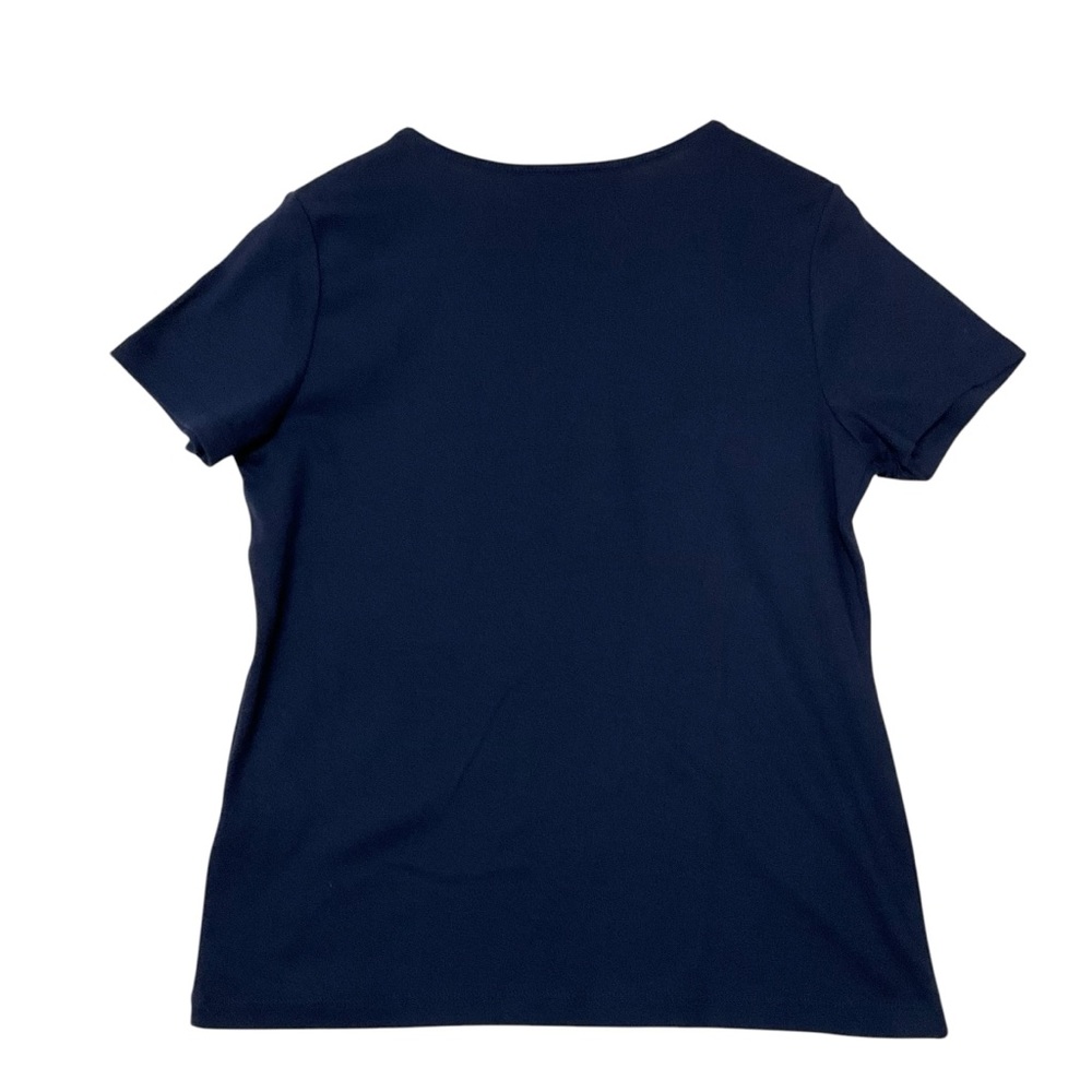 KAREN SCOTT sz Petite Large Patriotic T Shirt Embellished Bead Flag  NWT Navy + - Picture 3 of 6